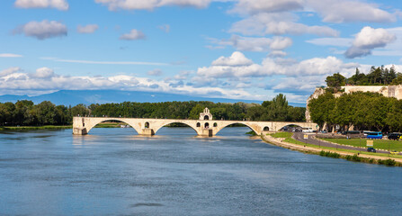 Saint-Benezet Bridge over the Rhone. Avignon, France