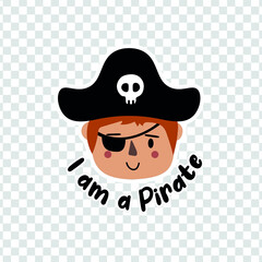 Vector image. Drawing of a child pirate. Image for children's decoration.