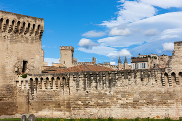 Fototapeta premium View of historic center and Papal Palace of Avignon town. France