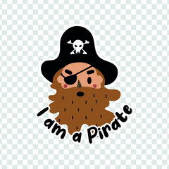 Vector image. Drawing of a child pirate. Image for children's decoration.
