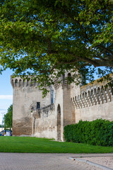 Medieval walls surround the old city of Avignon, France