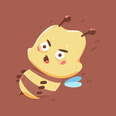 Angry bee vector cartoon character isolated on background.