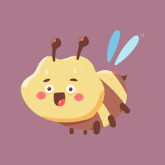 Sweet bee vector cartoon character isolated on background.