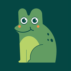 Funny frog vector cartoon illustration isolated on background.