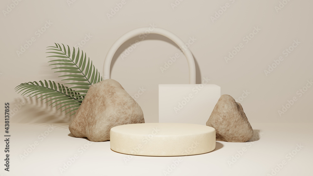 Poster 3d rendering of abstract background. podium for show product. blank scene showcase mockup with empty