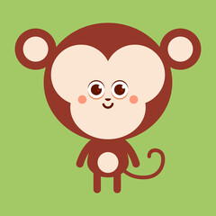 Funny monkey vector cartoon illustration isolated on background.