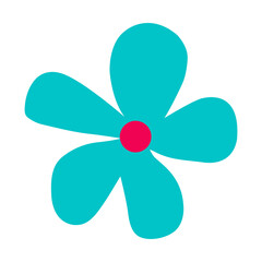 Turquoise flower. Vector illustration in the doodle style.