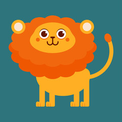 Funny lion vector cartoon illustration isolated on background.