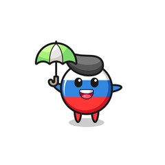 cute russia flag badge illustration holding an umbrella