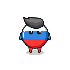 cute russia flag badge character with suspicious expression