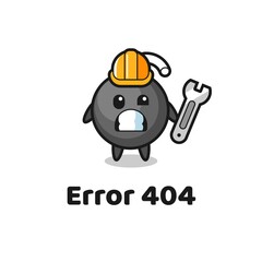 error 404 with the cute bomb mascot