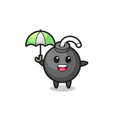 cute bomb illustration holding an umbrella