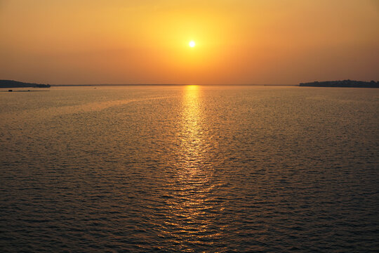 Sunset at the lake in Bhopal, India