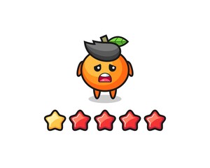 the illustration of customer bad rating, mandarin orange cute character with 1 star