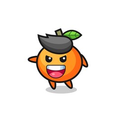 mandarin orange cartoon with very excited pose