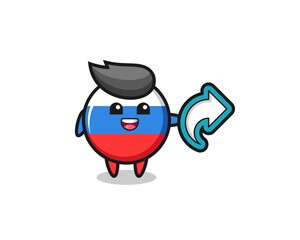 cute russia flag badge hold social media share symbol