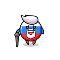 Obraz premium cute russia flag badge grandpa is holding a stick