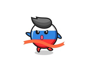 cute russia flag badge illustration is reaching the finish