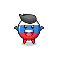 the illustration of cute russia flag badge doing scare gesture