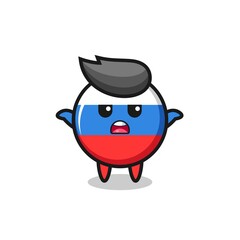 russia flag badge mascot character saying I do not know
