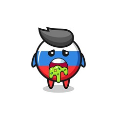 the cute russia flag badge character with puke