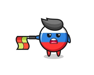 russia flag badge character as line judge hold the flag straight horizontally