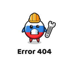error 404 with the cute russia flag badge mascot
