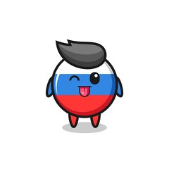 cute russia flag badge character in sweet expression while sticking out her tongue