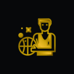 Basketball gold plated metalic icon or logo vector