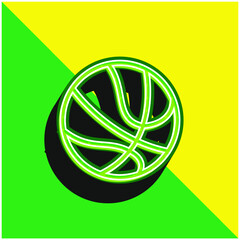 Basketball Ball Variant Green and yellow modern 3d vector icon logo