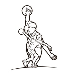 Group of Bowler Bowling Female Players Action Cartoon Graphic Vector