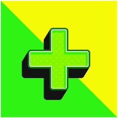 Add Filled Cross Sign Green and yellow modern 3d vector icon logo