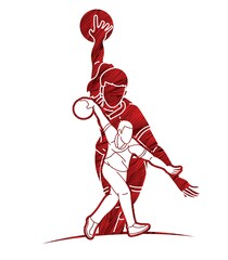 Bowling Sport Players Bowler Male and Female Action Cartoon Graphic Vector