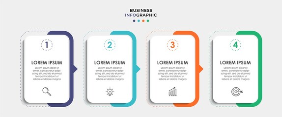 Vector Infographic design business template with icons and 4 options or steps. Can be used for process diagram, presentations, workflow layout, banner, flow chart, info graph