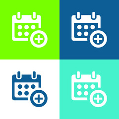 Add Calendar Symbol For Events Flat four color minimal icon set