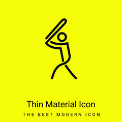 Baseball Player Playing Stick Man minimal bright yellow material icon