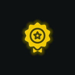 Award yellow glowing neon icon