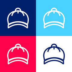 Baby Hat blue and red four color minimal icon set