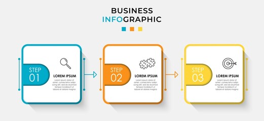 Vector Infographic design business template with icons and 3 options or steps. Can be used for process diagram, presentations, workflow layout, banner, flow chart, info graph