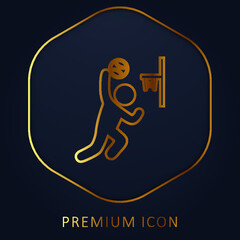 Basketball Hook golden line premium logo or icon