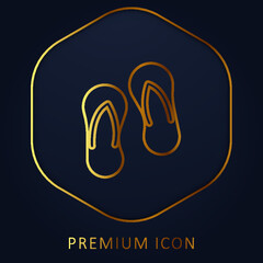 Beach Slippers golden line premium logo or icon