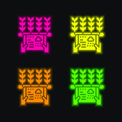 Agriculture four color glowing neon vector icon