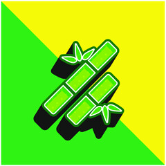 Bamboo Sticks Spa Ornament Green and yellow modern 3d vector icon logo