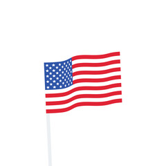 America national flag with pole. The waving flag. Vector illustration.