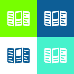 Booklet Text Flat four color minimal icon set