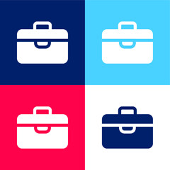 Briefcase blue and red four color minimal icon set