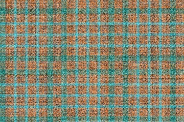 pitted motley gunny fabric texture black and orange background, blue-green emerald turquoise stripes for gingham, tweed, plaid, tablecloths, shirts, tartan, clothes, dresses, bedding, blankets