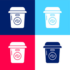 Bin blue and red four color minimal icon set