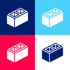 Block blue and red four color minimal icon set
