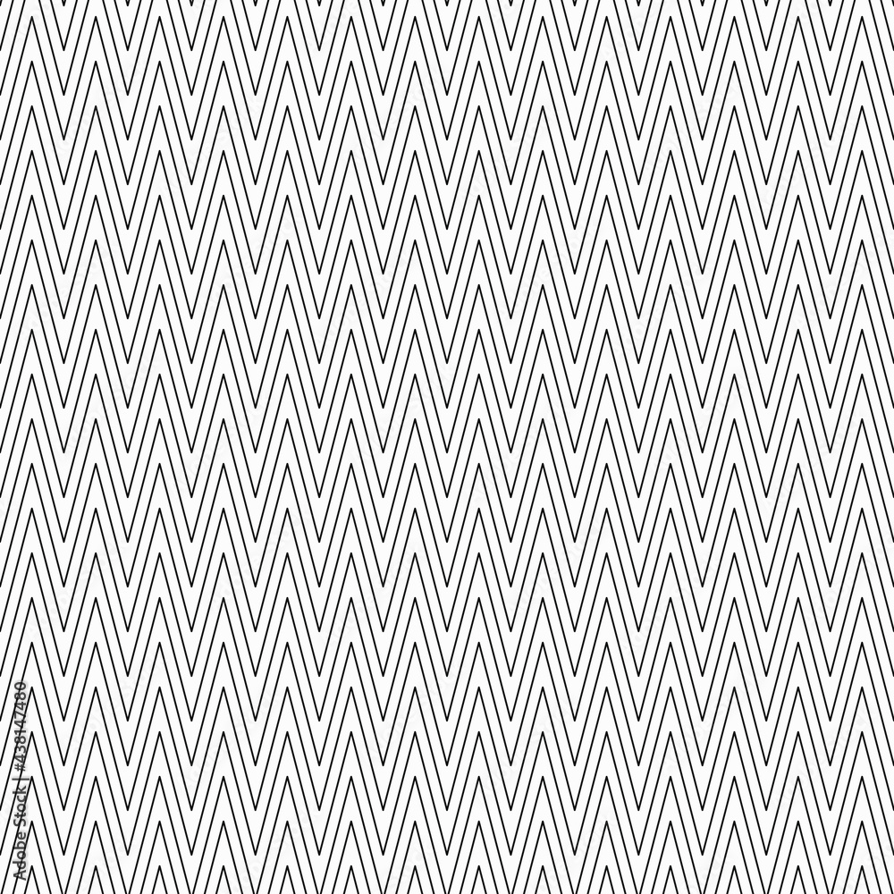 Poster Corner srtipes pattern. Vector black seamless zig zag lines.